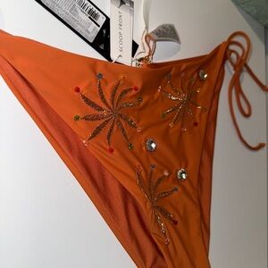 Gianni Bini Orange Embellished Bikini Top